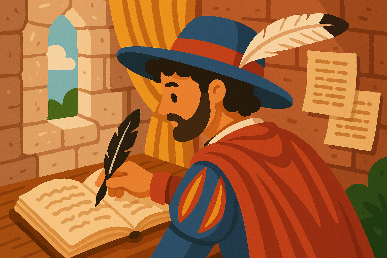 Diego de Landa studying (AI-generated)